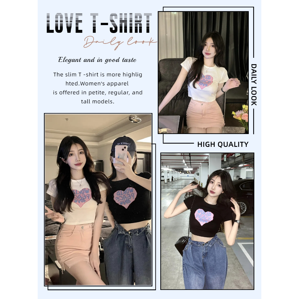 NAYIGUOJI เสื้อครอปสั้น เสื้อยืดผู้หญิง T-shirt เสื้อ y2k ส่งตรงเวลา