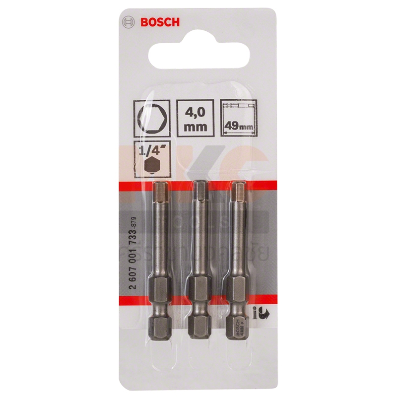 Bosch ดอกไขควง หัวหกเหลี่ยม Ex (Hex) (2 607 001 733) ขนาด 4x49มม. (3ชิ้น/1 แพ็ค) เซต