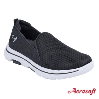 Aerosoft (แอโร่ซอฟ) รองเท้าผ้าใบผู้หญิง ผู้ชาย เพื่อสุขภาพ ผ้าใบสีดำ รุ่น EURO C2 (SN9221)