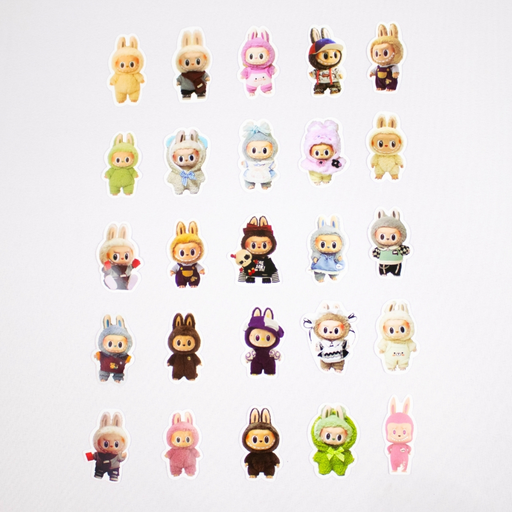 SHEEPOLA สติ๊กเกอร์ Labubu ลาบูบู้ ชิ้นเล็กๆ น่ารักๆ ได้50ชิ้น สีสวยสดใส สติ๊กเกอร์การ์ตูน ตกแต่ง DIY โต๊ะ Sticker PVC
