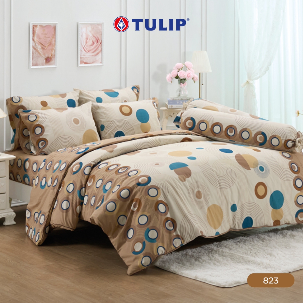 TULIP Cotton Mix พิมพ์ลาย 823 ชุดผ้าปูที่นอน ผ้าห่ม ผ้านวม พิมพ์ลายกราฟิกสวยงาม เนื้อผ้าหนาแน่น
