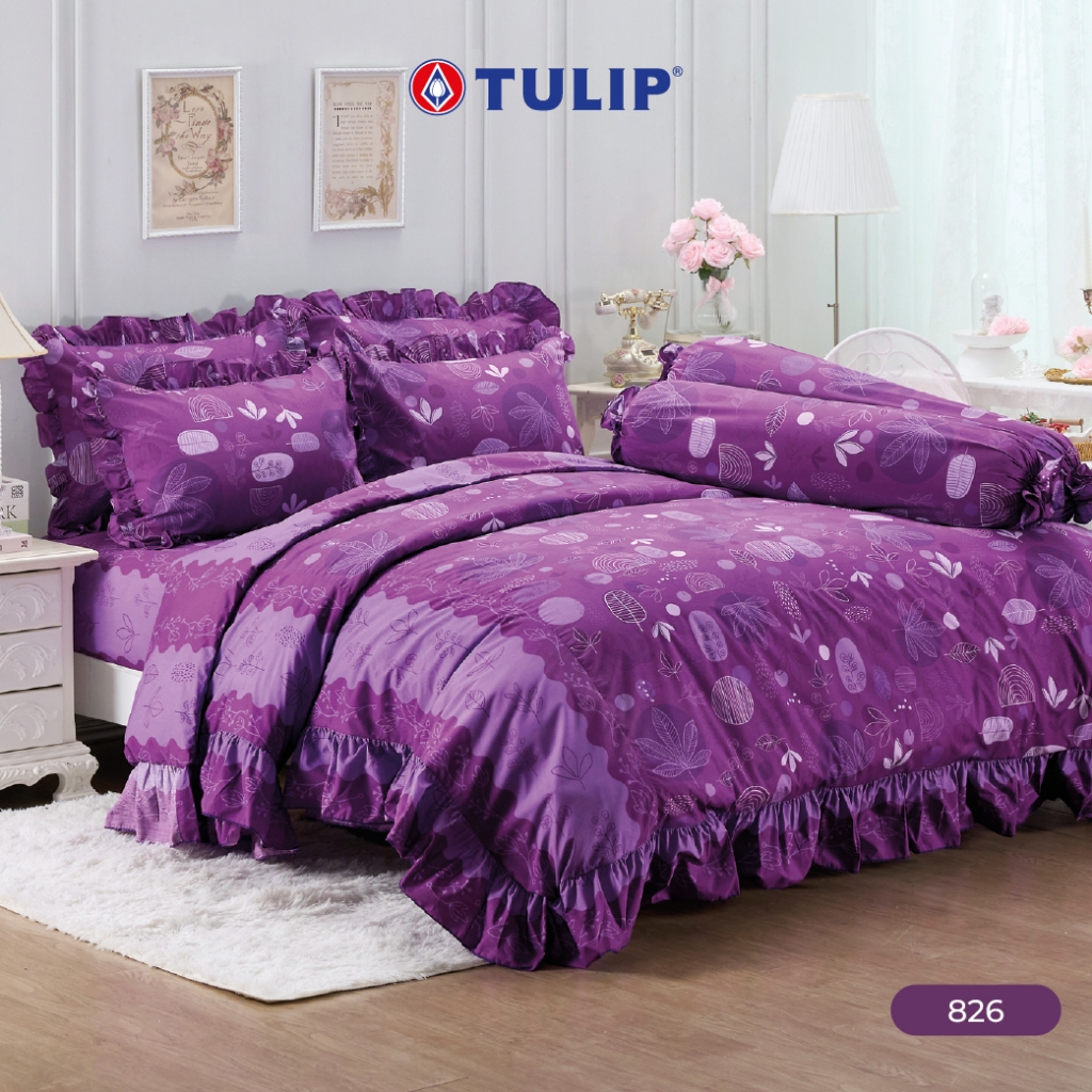 TULIP Cotton Mix พิมพ์ลาย 826 ชุดผ้าปูที่นอน ผ้าห่ม ผ้านวม พิมพ์ลายกราฟิกสวยงาม เนื้อผ้าหนาแน่น