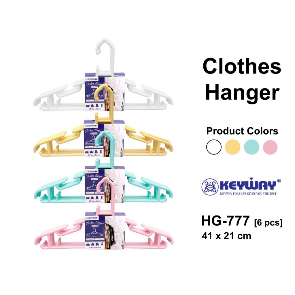 Keyway HG-777 ไม้แขวนเสื้อ แพ็ค 1×6 (1 แพ็ค 6 ชิ้น)
