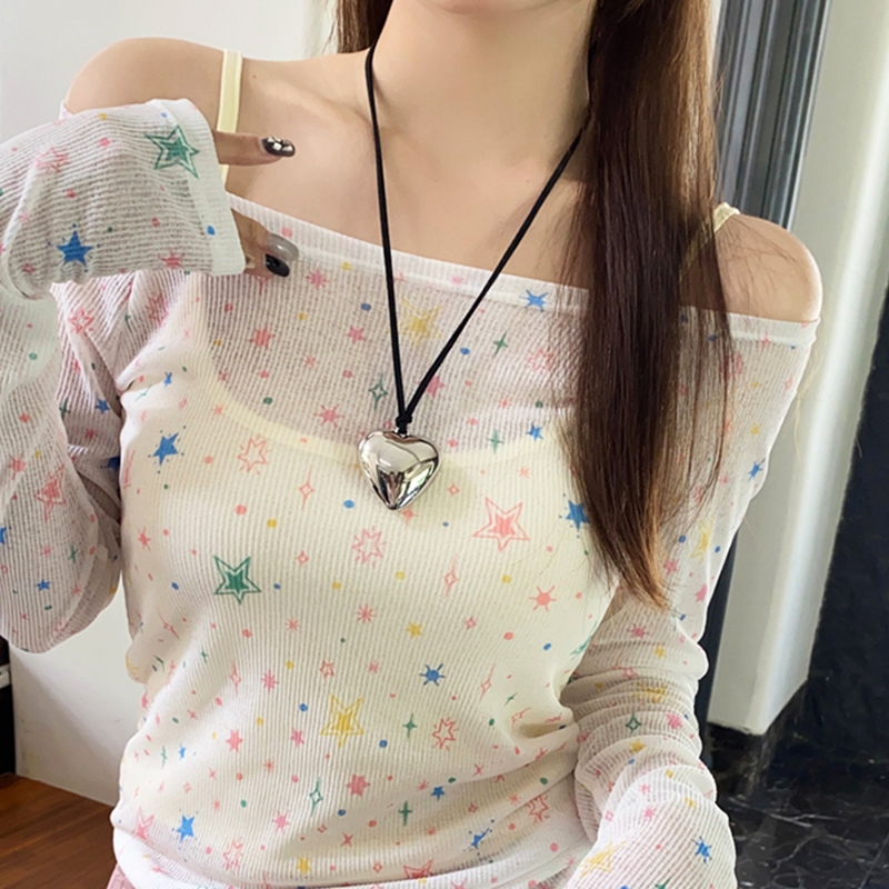 Victoria's Sunshine เสื้อเชิ้ตแขนยาว ปิดบัง ลายดาว ผ้าที่เย็นสบายและมีน้ำหนักเบา ป้องกันแสงแดด ชุดไปทะเล#0337 รูปที่ 6