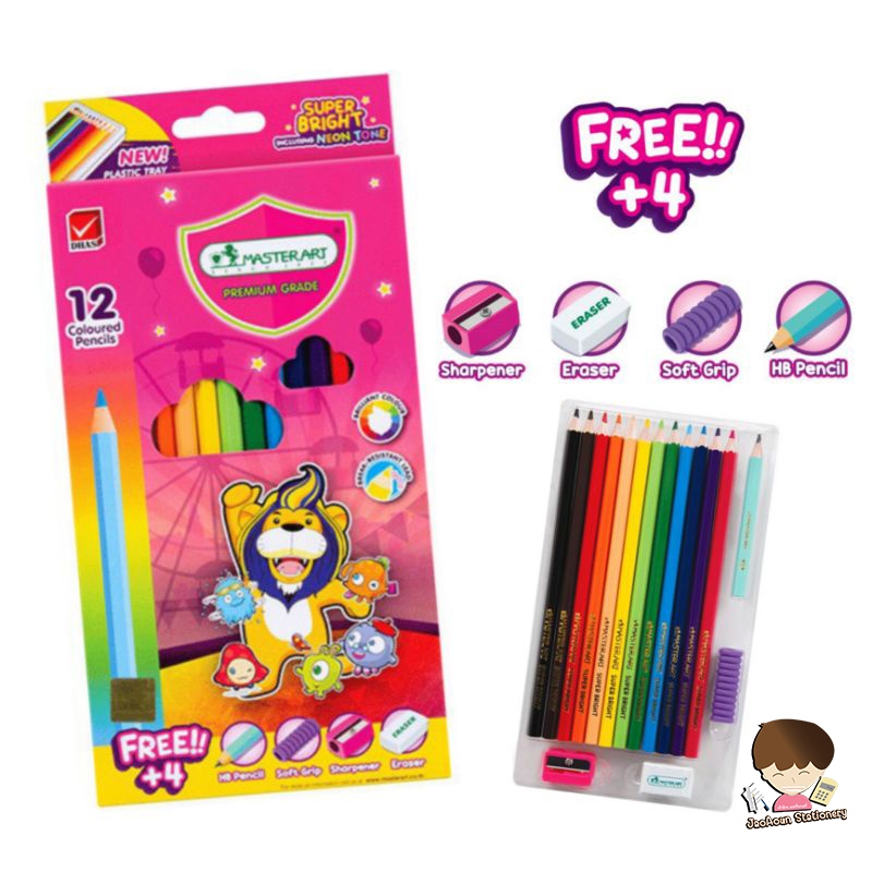 ดินสอสีไม้ยาว 12 สี Master Art รุ่น Super Bright  (12สี/ 1กล่อง)