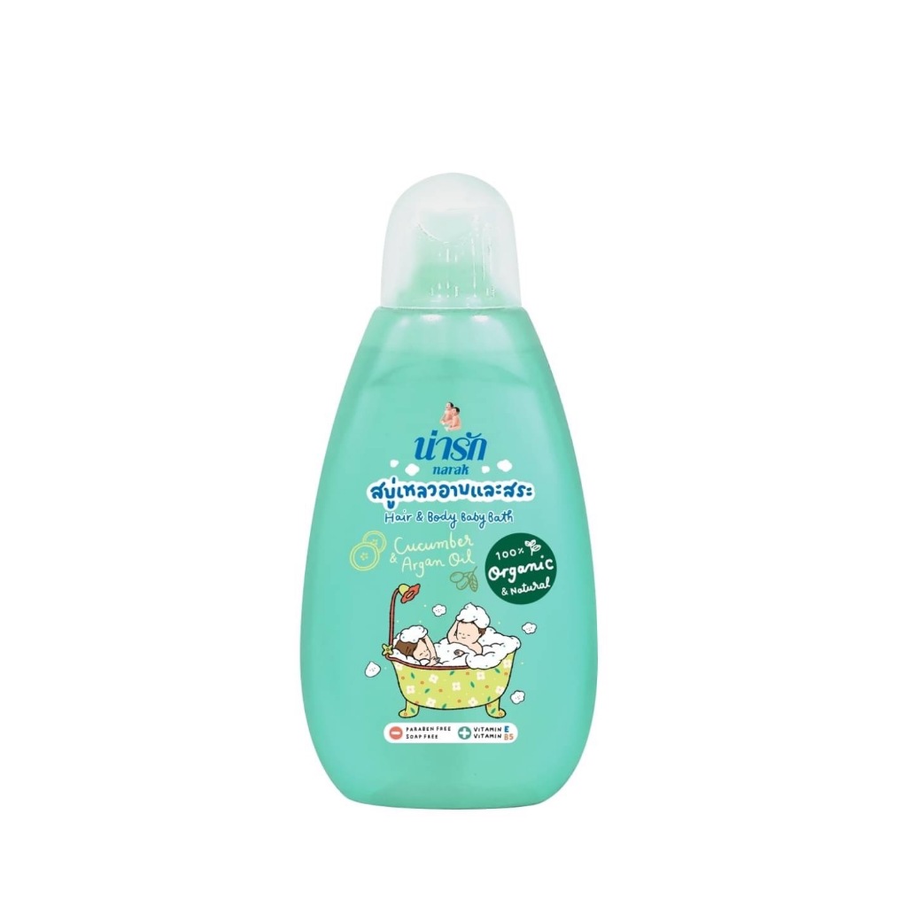 Narakสบู่เหลวอาบและสระออร์แกนิก คิวคัมเบอร์ & อาร์แกนออยล์ 200 มล