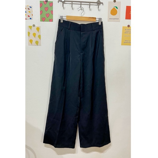 👖พร้อมส่ง✨ กางเกงผ้าขายาวสีดำ มือ2 ป้าย sistory style