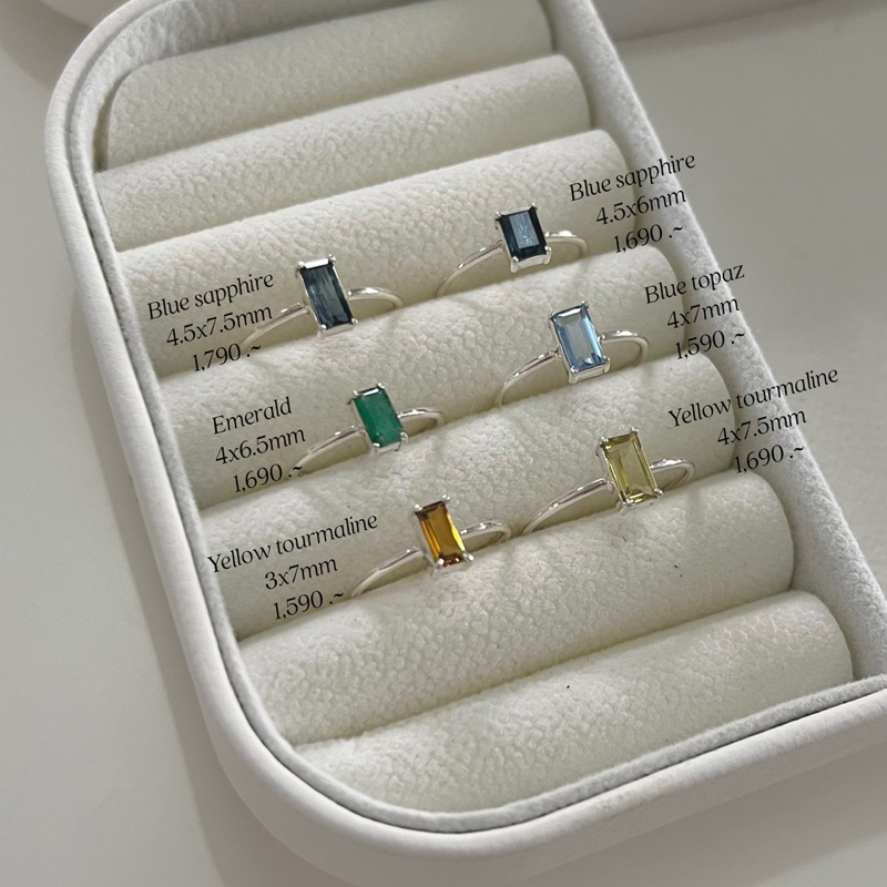 winterwinter silver925 jewelry : แหวนเงินแท้ประดับพลอย ทรงสี่เหลี่ยมผืนผ้า