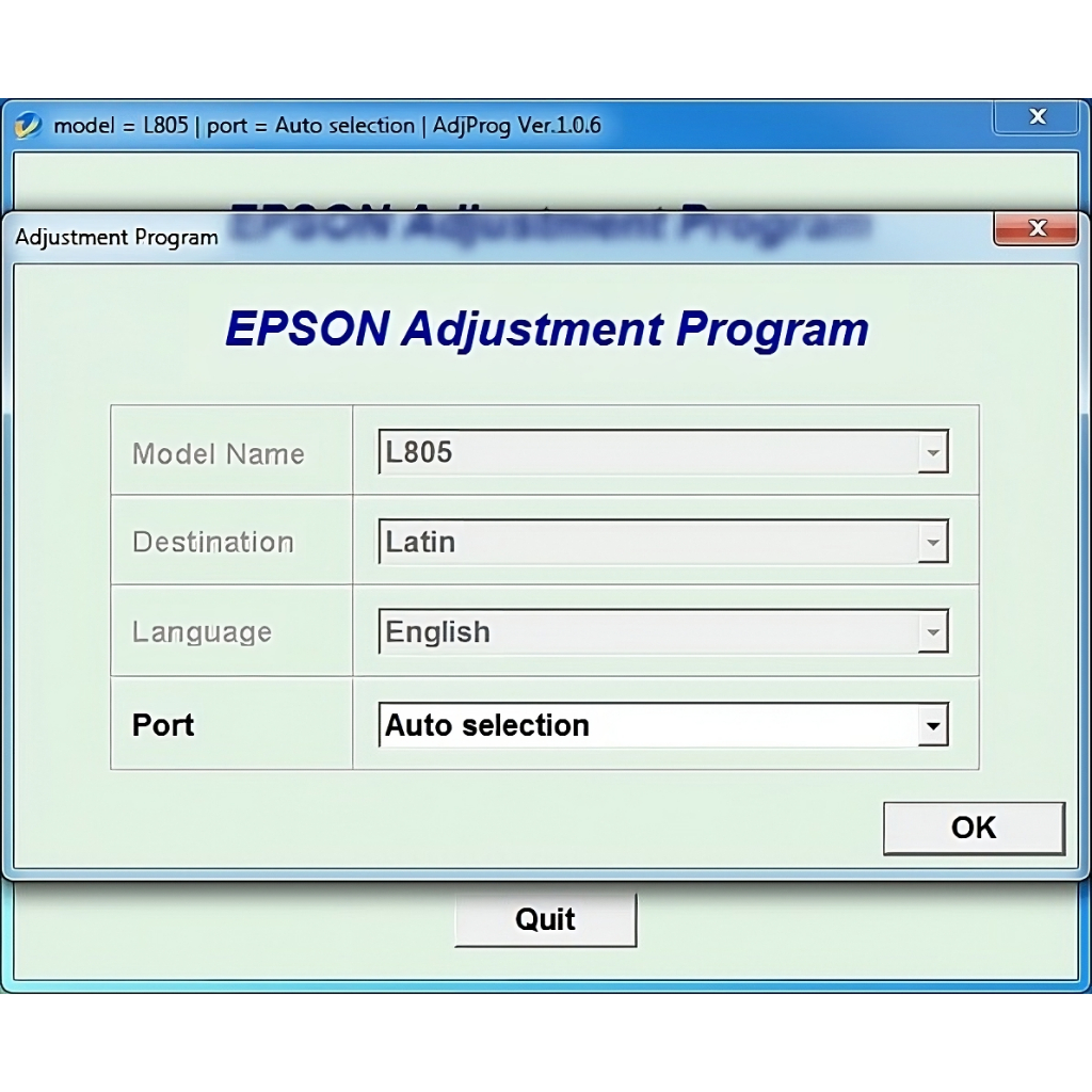 โปรแกรมเคลียร์ซับหมึก Epson L805 (Latin)