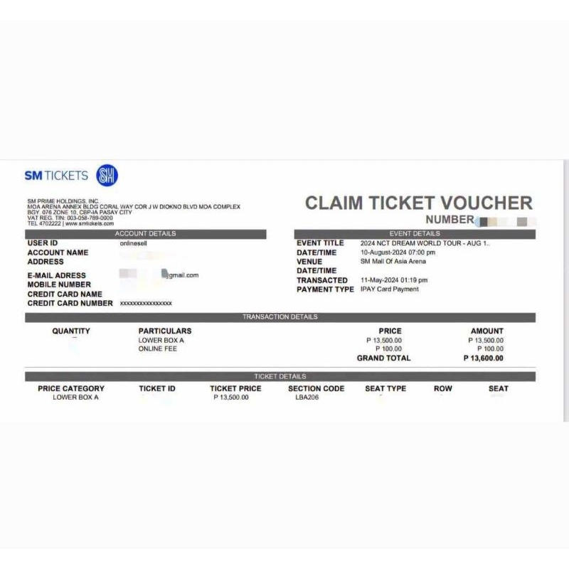 บัตร NCT Dream Manila 10 Aug 24