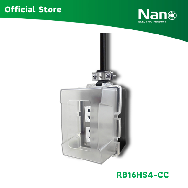 NANO บล็อคยาง + เต้ารับ 4 ช่อง + เมนสวิทซ์ 16A + ฝา PC (สายยาว 3M, 5M, 10M, 20M) (1 ชิ้น/กล่อง) รุ่น RB16HS4-CC