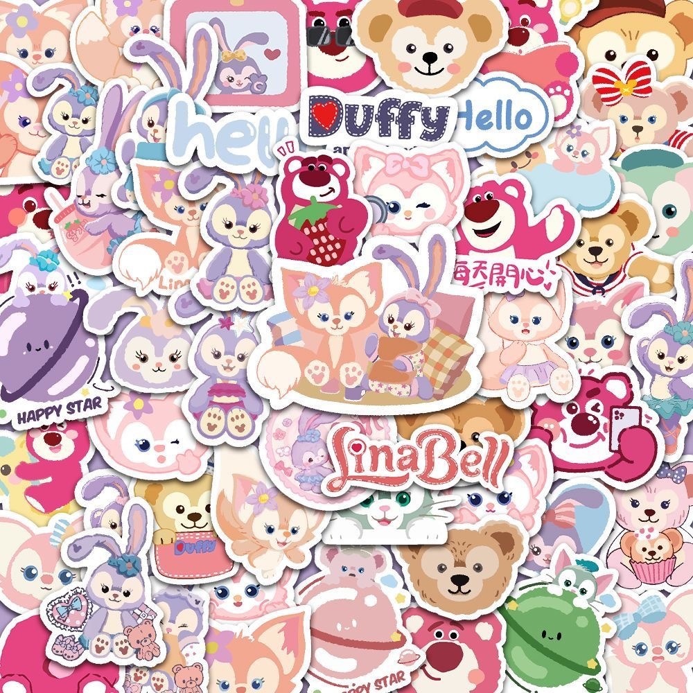 1 แพ็ก 50 ดิสนีย์สติ๊กเกอร์ Lotso Mickey สติ๊กเกอร์กันน้ำ เหมาะสำหรับไอแพดแก้วน้ำสติ๊กเกอร์อตู้เย็น 