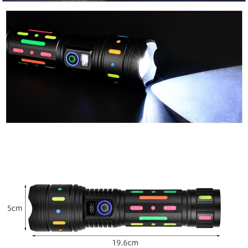 ไฟฉายสปอร์ตไลท์แรงสูงเรืองแสง 90000W LED XMLT20 WHITE LASER JX-2028JX-2029 5 โหมด สว่าง แข็งแรง ทนทา
