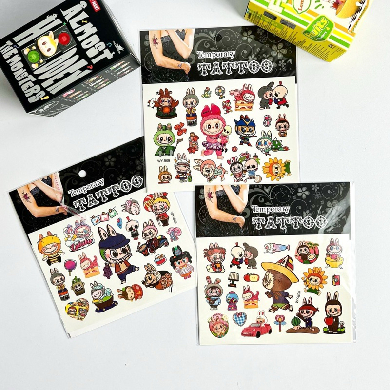 LABUBU Tattoo สติ๊กเกอร์รอยสัก สำหรับเด็ก ลายลาบูบู้ ของเล่นสติ๊กเกอร์ เล่นสนุกๆ ถูออกง่ายด้วยน้ำสบู่