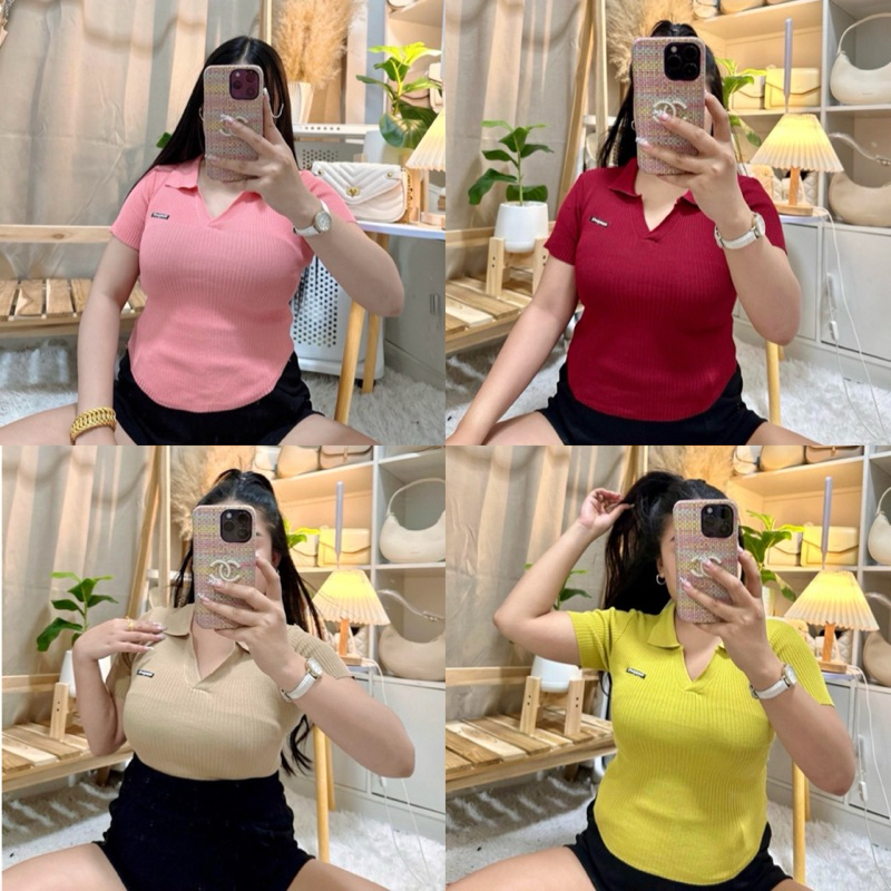 021 เสื้อไหมพรมคอปกชายโค้ง : อก 32-44