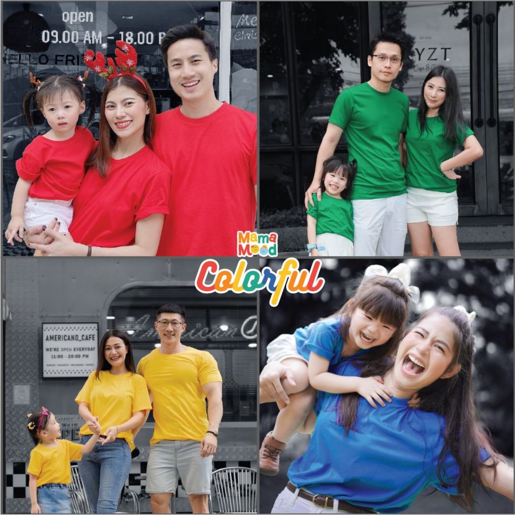 Mama Mood เสื้อยืดครอบครัว เสื้อยืดเด็ก แขนสั้น เสื้อผ้าเด็ก สีพื้น เนื้อนุ่ม ใส่สบาย ไม่ร้อน โทนจีีดจ๊าด 01