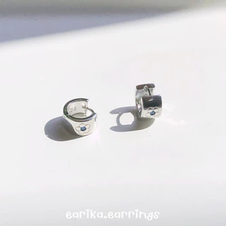 earika.earrings - spring blossom hoop collection ต่างหูห่วงดอกไม้ก้านเงินแท้ชุบทองคำขาว ผิวแพ้ง่ายใส่ได้