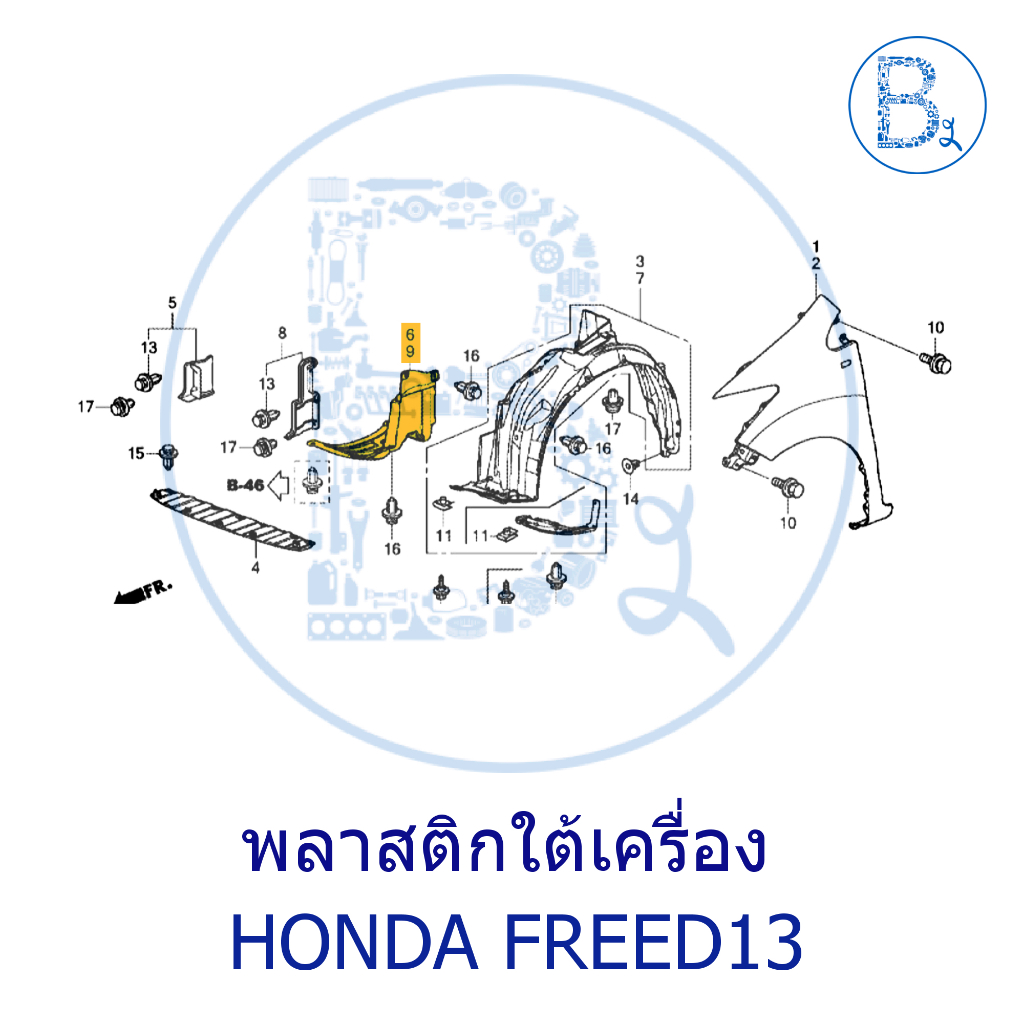 **อะไหล่แท้** พลาสติกใต้เครื่อง HONDA FREED13