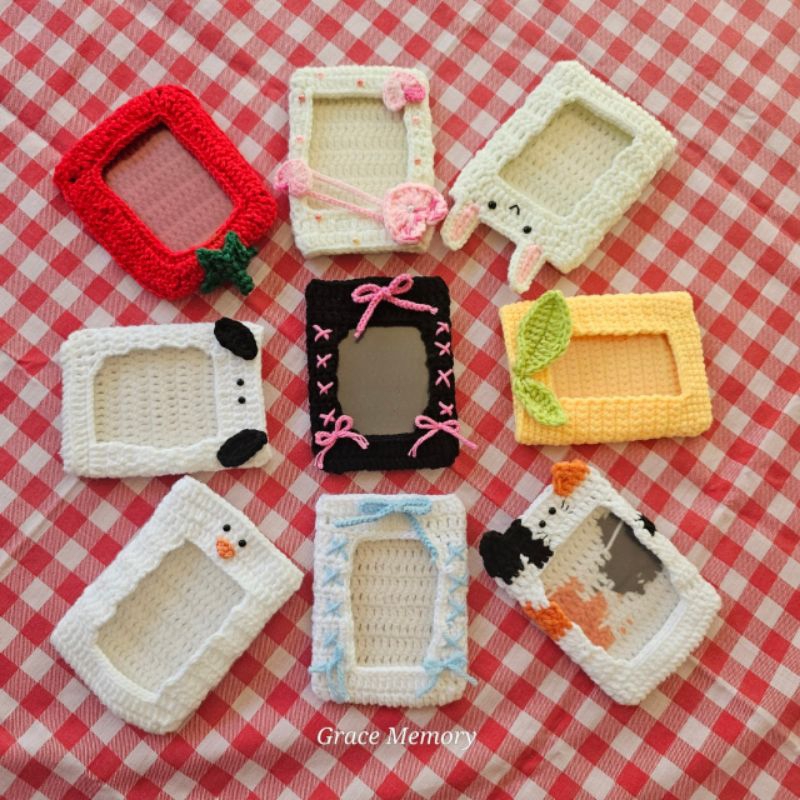 เฟรมการ์ดโครเชต์แฮนด์เมด สำหรับแฟนคลับ K-POP TPOP ดารา ใส่รูปขนาด 3x4 นิ้ว Toploaders 35 pt
