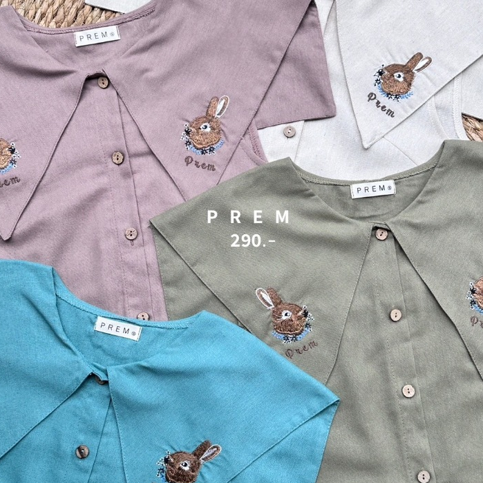 ✨🐰เสื้อมิฟฟี่ ปักลายกระต่ายน่ารักๆ กระดุมแกะใช้งานได้จริงนะคะ #236-2🐰✨
