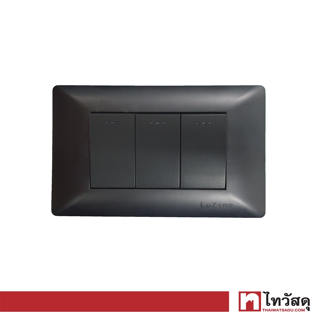 LUZINO ชุดสวิตช์ทางเดียว 3 ช่อง รุ่น MLS79-S13-PC สีดำ