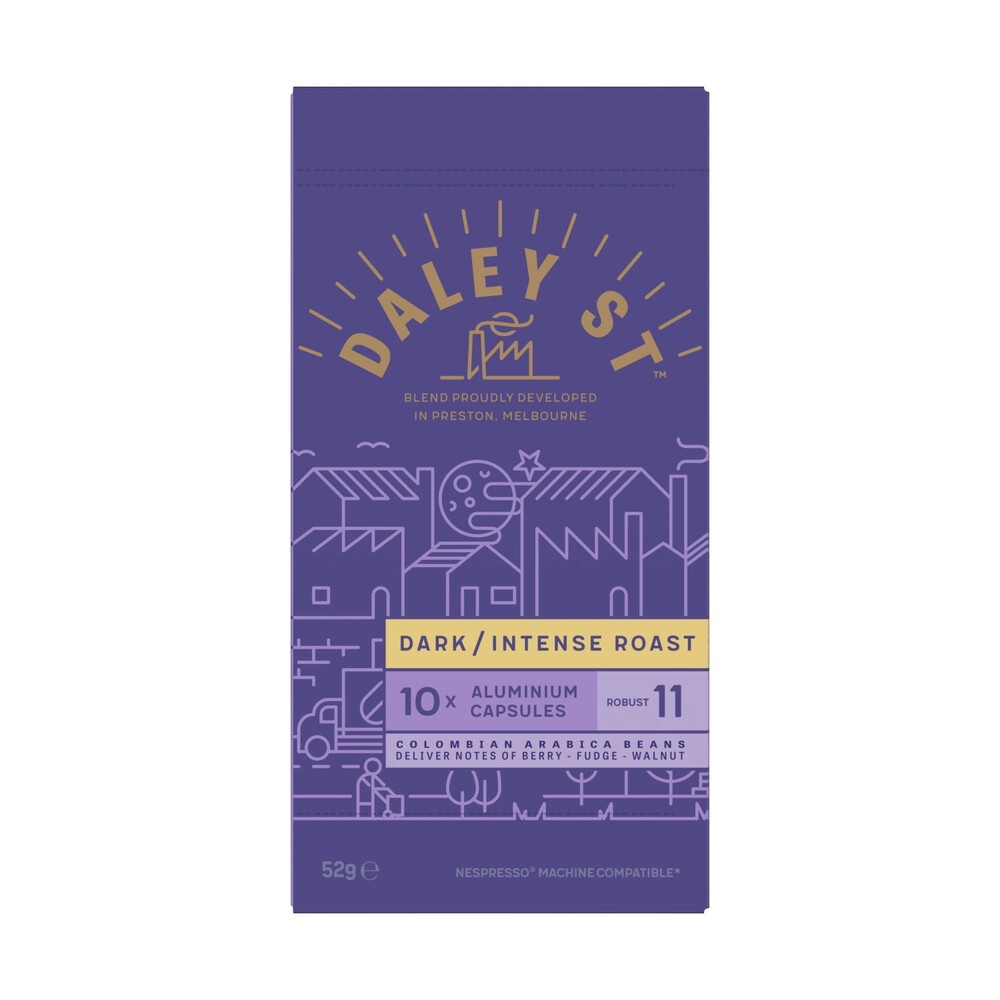 กาแฟแคปซูล เดลีย์สตรีท คั่วเข้ม-เข้มมาก 10 แคปซูล/ Daley Street Dark/Intense Coffee Capsules 10 pack