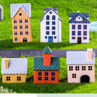 บ้านสวยๆสีสันสดใส (ราคา/1ชิ้น)  ตุ๊กตาแต่งสวน จัดสวนถาด ไม้ด…