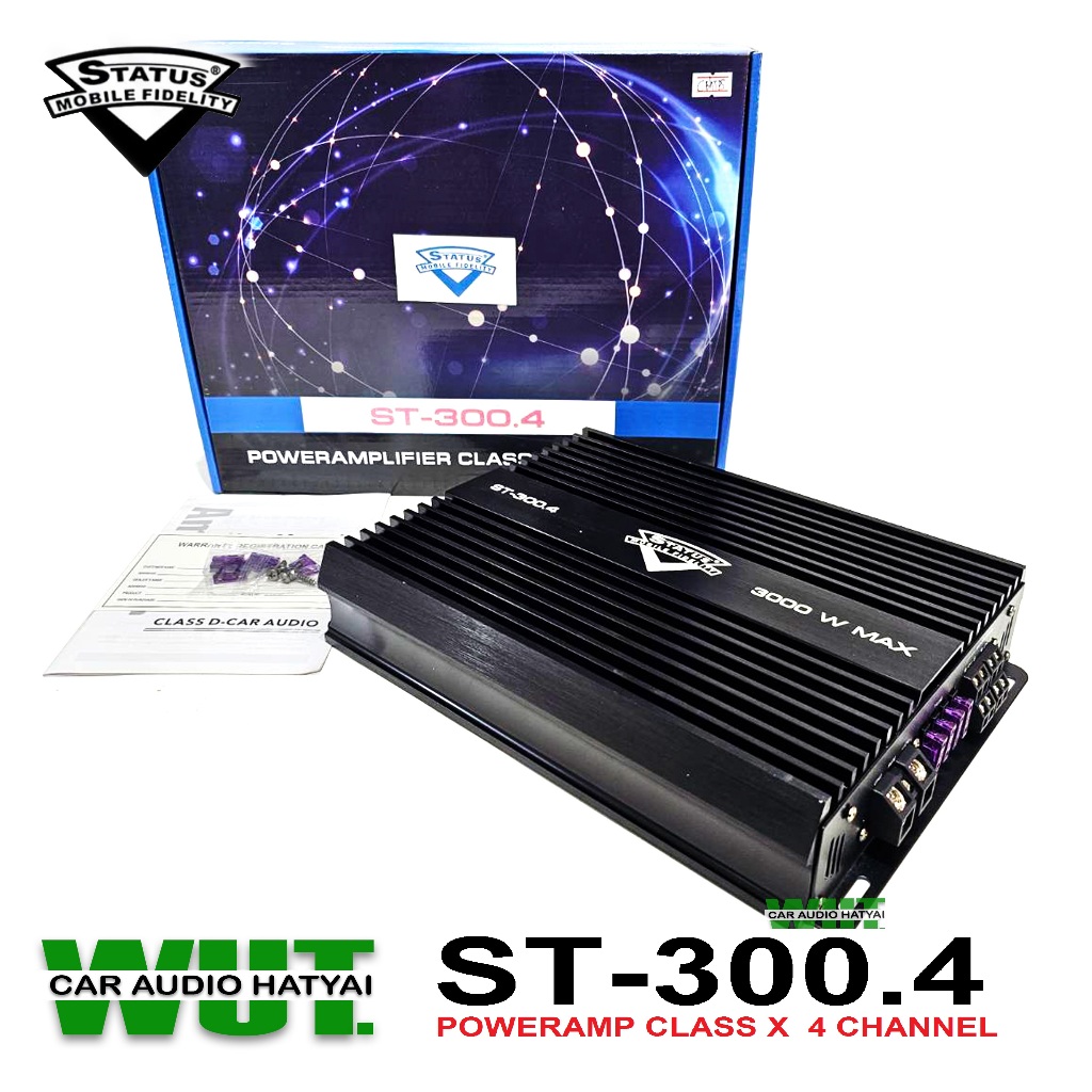 STATUS เพาเวอร์แอมป์ขับลำโพงเสียงกลางแหลมหรือซับเบส CLASS X 4Channel 3000Watts. Status ST-300.4