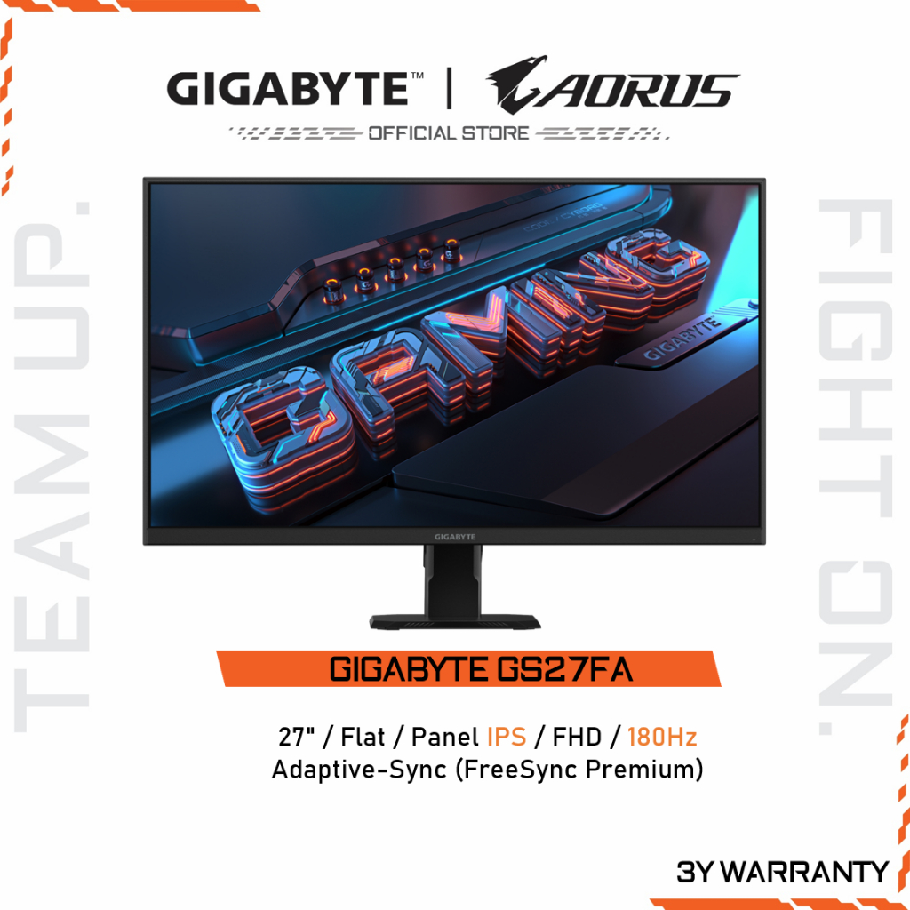 GIGABYTE GS27FA Gaming Monitor (จอมอนิเตอร์) | 27" FHD | SS-IPS | 1ms | 180Hz | Adaptive-Sync