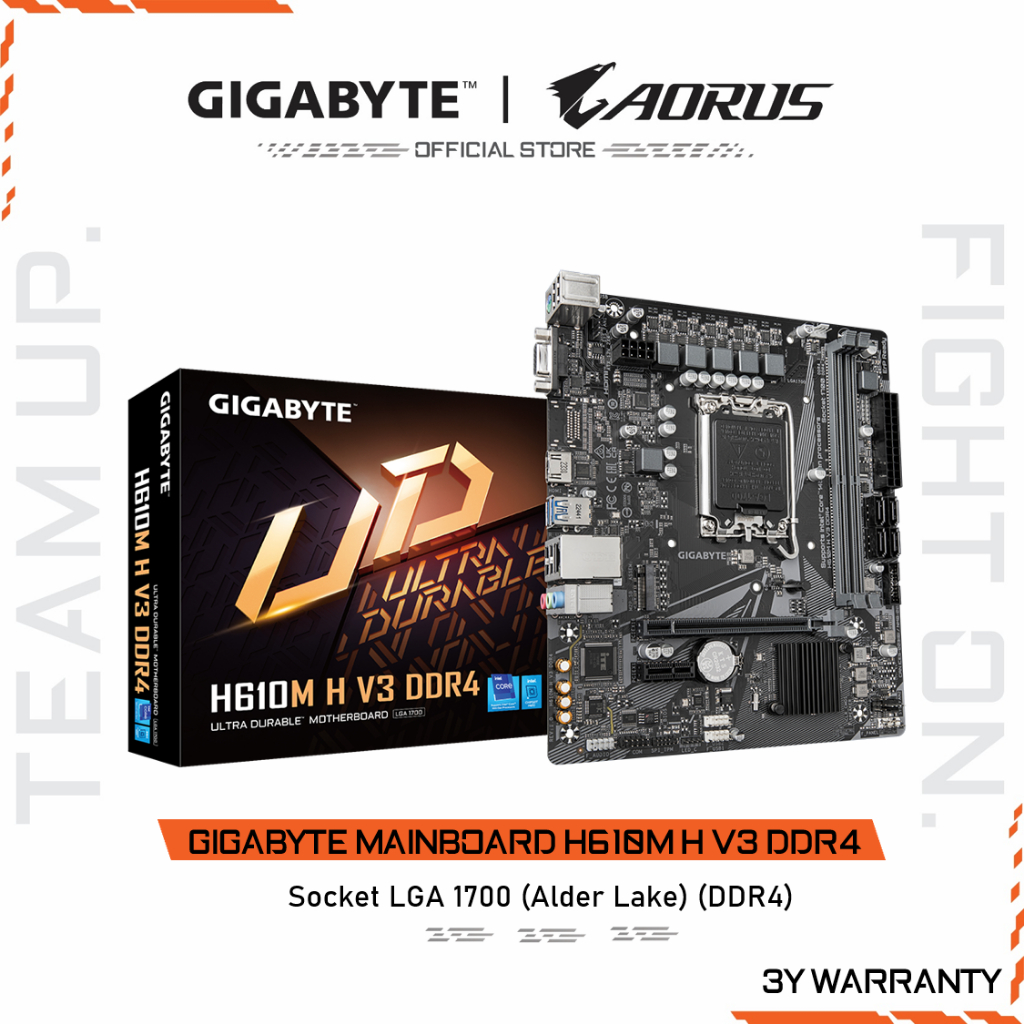 GIGABYTE MAINBOARD H610M H V3 DDR4 เมนบอร์ด H610M H V3 DDR4-REV1.0