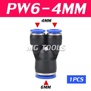 ข้อต่อลม PW ข้อต่อสามทางวายลด สวมเร็ว เสียบสายลม 2 ข้างไม่เท่ากัน fitting 4-12 มิล ราคาส่ง