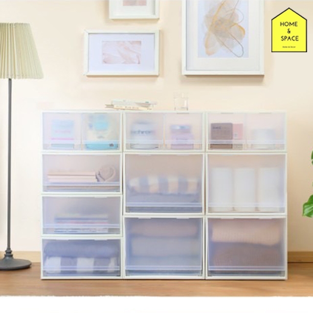 กล่องลิ้นชักพลาสติกสีขาวขุ่น ลิ้นชักใส่เสื้อผ้า รุ่น CK-91 , CK-92 , CK-109 (วางซ้อนกันได้)