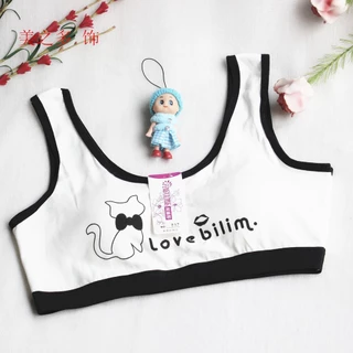 สปอร์ตบราเด็กหญิง เสื้อในเด็ก ลายเเมว 7-12ขวบ มีฟองน้ำ ทรงสปอร์ต สวมใส่ง่าย ใส่สบาย