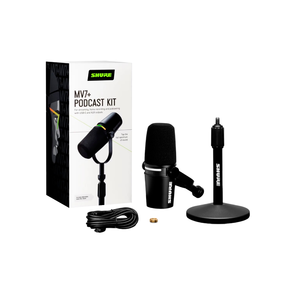 MV7+ Podcast Kit Podcast Microphone with Gator Desktop Microphone Stand ไมค์สำหรับบันทึกเสียง งาน Po