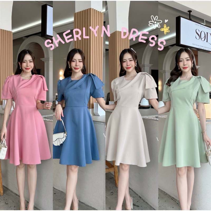 Sherlyn Dress เดรสออกงานโบว์ข้าง ลุคลูกคุณมาก ป้ายVera