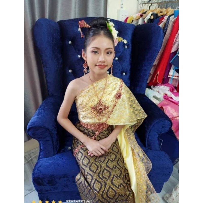 สีครีมทูโทนชุดไทย 3-10 ปีมี 8 ขนาดราคาไม่รวมเครื่องประดับ