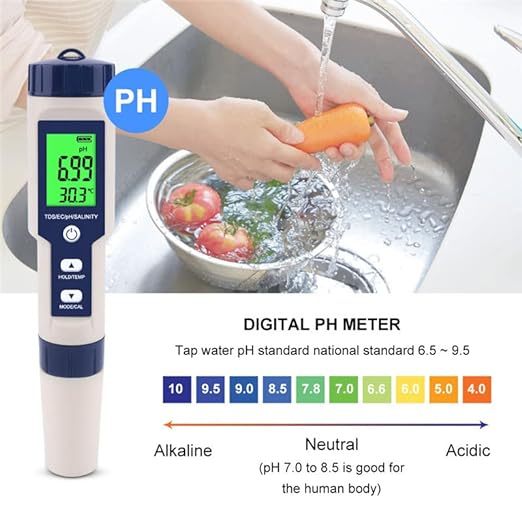 TDS Meter เครื่องวัดคุณภาพน้ำ PH/EC (Ppm) ปากกาวัดค่า SALT TEMP EZ-9909SP