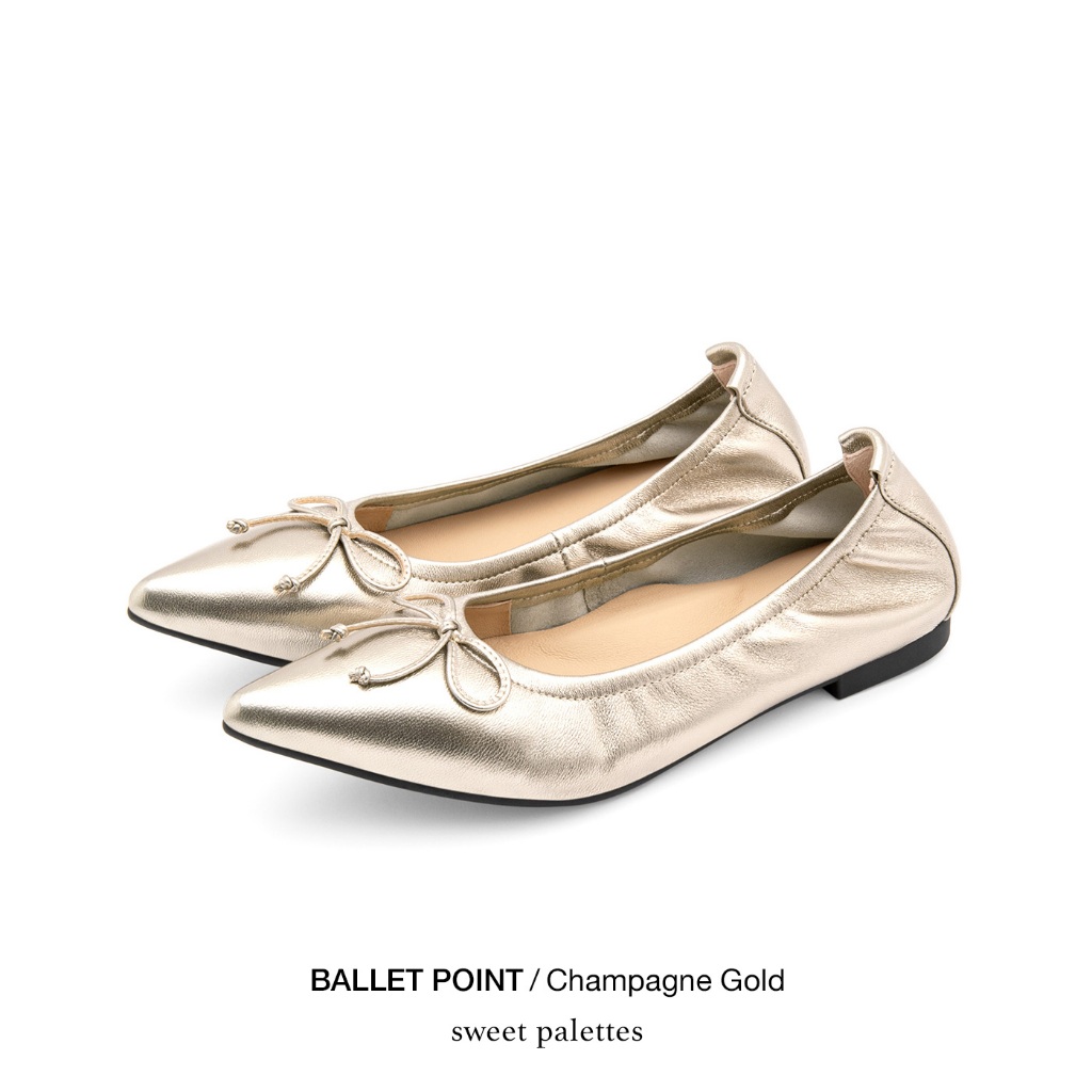 Sweet Palettes รองเท้าหนังแกะ Ballet Point Champagne Gold