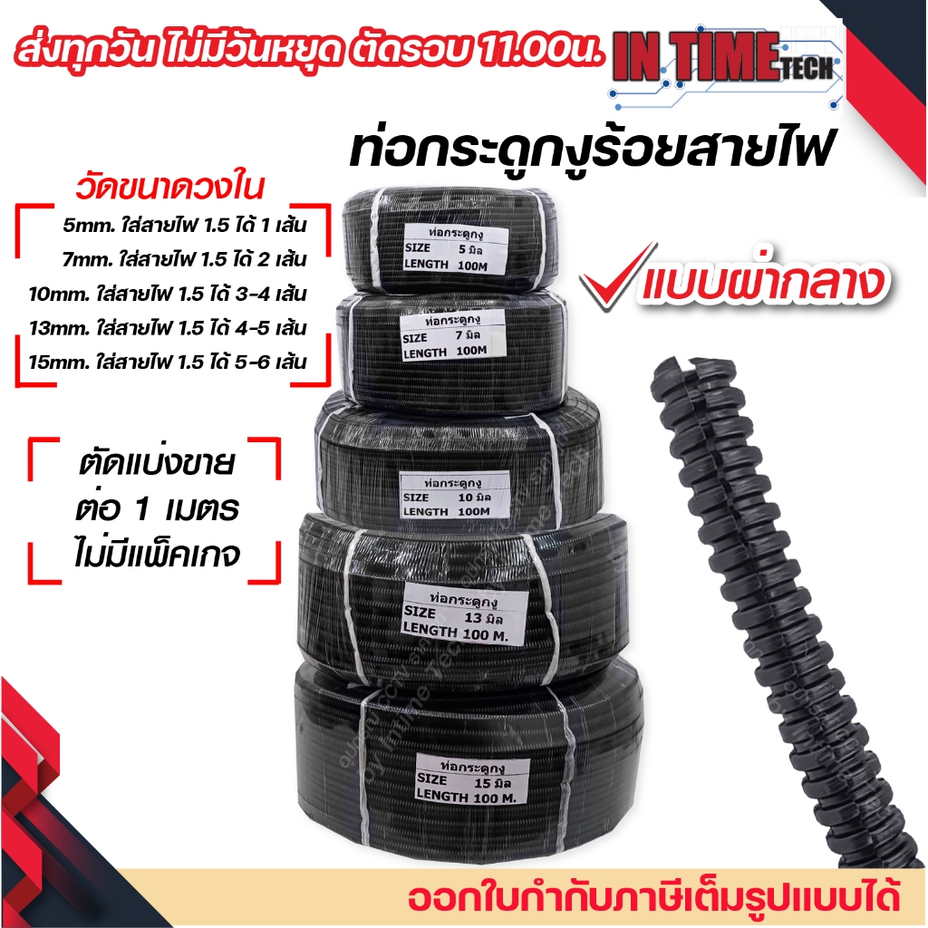 (แบ่งขายต่อ 1เมตร) ท่อกระดูกงู แบบผ่า 5มิล 7มิล 10มิล 13มิล 15มิล