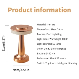 โคมไฟตั้งโต๊ะ LED 3 สีปรับได้ ปรับความสว่างได้ ดัมเบลชาร์จโคมไฟตั้งโต๊ะ โคมไฟร้านอาหาร กลางแจ้งไฟกลางคืนโคมไฟตกแต่งโคมไฟ