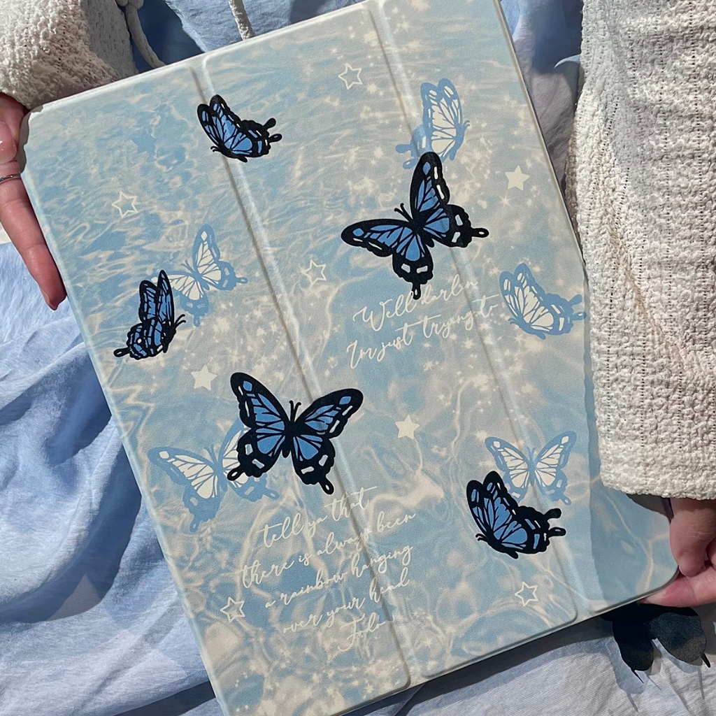 พร้อมส่ง เคส iPad Air5 Air6 ซิลิก้าเจล พร้อมถาดใส่ปากกา ผีเสื้อทะเลน้ำลึก เคสไอแพด MINI7 pro11 2024