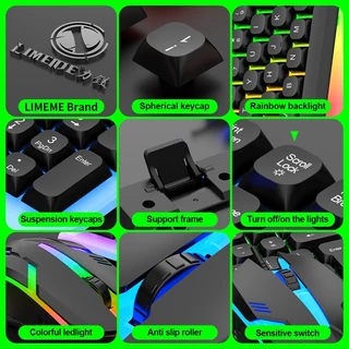ชุดแป้นพิมพ์และเมาส์ ไฟสีรุ้ง สาย usb Gaming USB Keyboard mouse Rainbow RGB LED Illuminated เซตคีย์บอร์ด+เมาส์