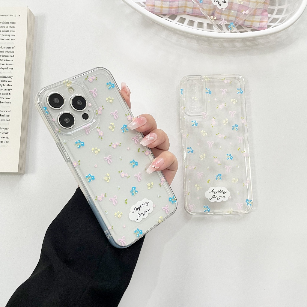 พร้อมส่ง caseใส เคสใสลายโบว์ สำหรับรุ่น oppo vivo Samsung iPhone ไอโฟน15 pro max อือปโป้A60 วีโว่y100