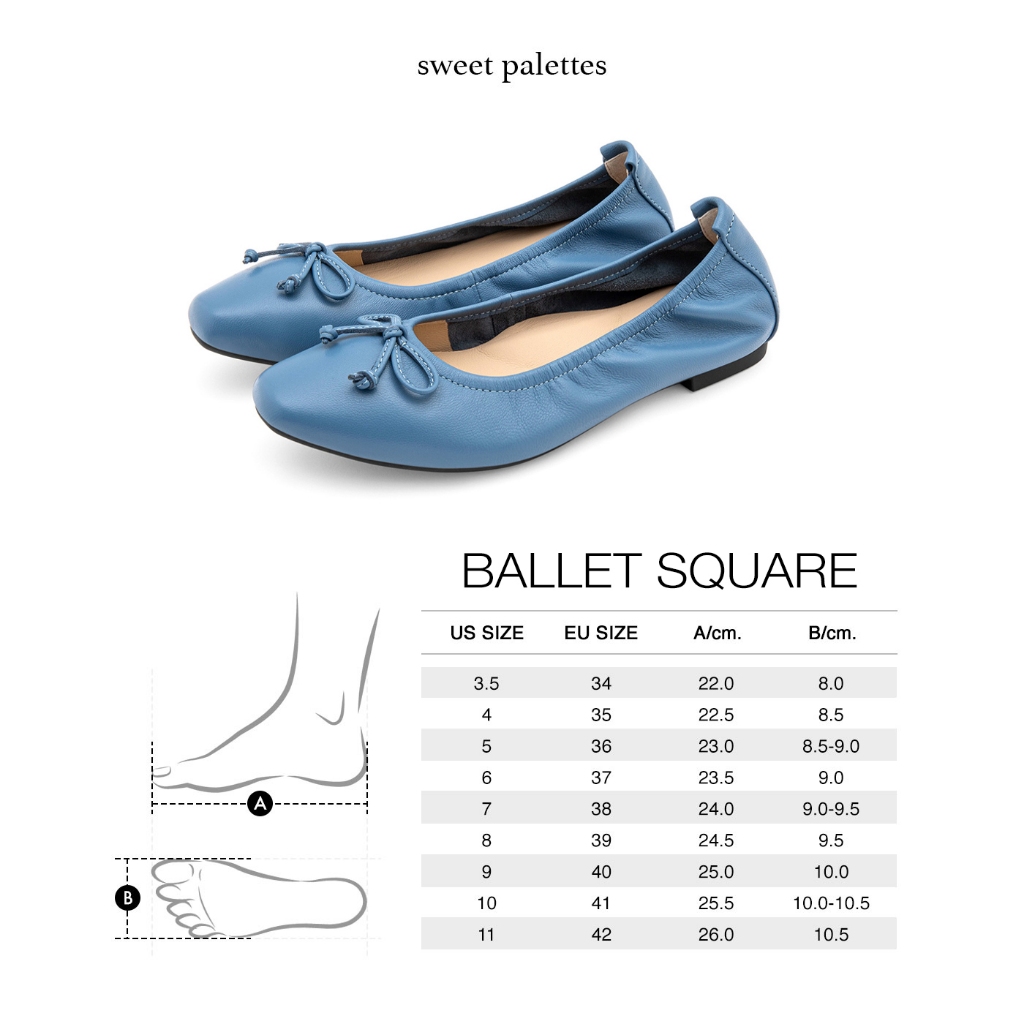 Sweet Palettes รองเท้าหนังแกะ Ballet Square Champagne Gold