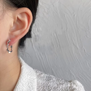 earika.earrings - big hoop ต่างหูห่วงก้านเงินแท้ชุบทองคำขาว ผิวแพ้ง่ายใส่ได้