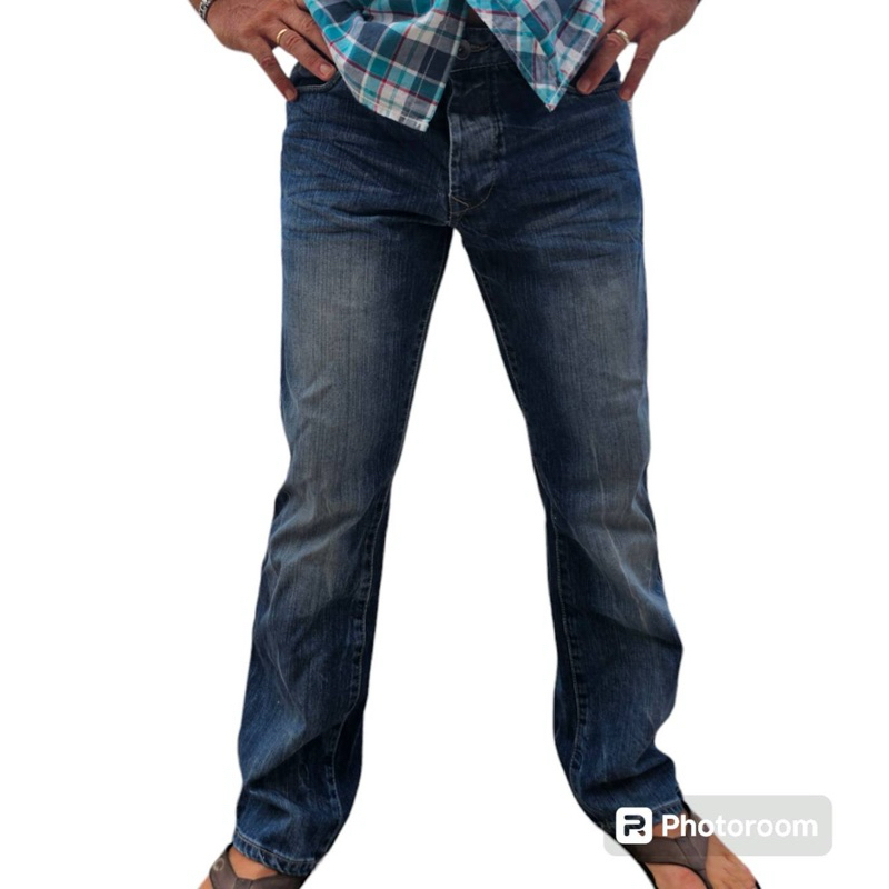 กางเกงยีนส์ Authentic clothing Company  W34/L30 เอว 34 ยาว 30 แบบกระดุม มือสอง เก็บรักษาอย่างดี