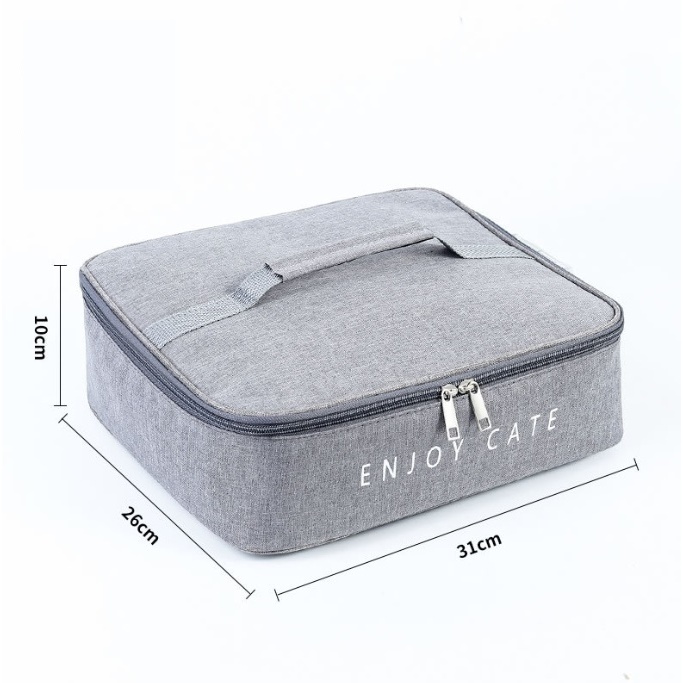 กระเป๋าใส่กล่องข้าว อาหาร กระเป๋าอาหารกลางวัน เก็บความร้อน เก็บความเย็น ทรงกล่องสี่เหลี่ยม - รูปที่ 3