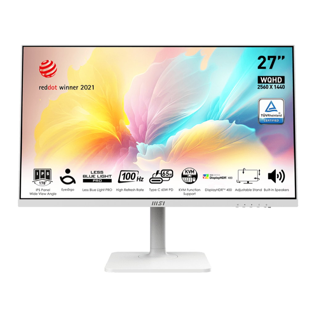 MONITOR (จอมอนิเตอร์) MSI MODERN MD272QXPW - 27" IPS 2K 100Hz KVM PD USB-C ADAPTIVE SYNC