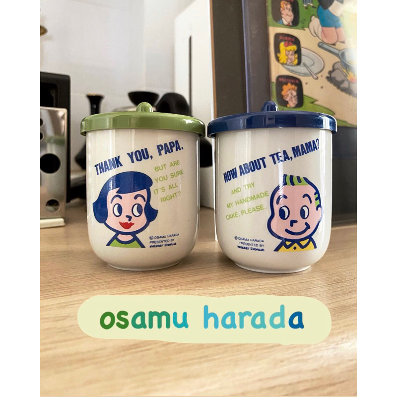 🍵 osamu goods x misterdonut cups 🍩 ©osamu harada (2nd hand)