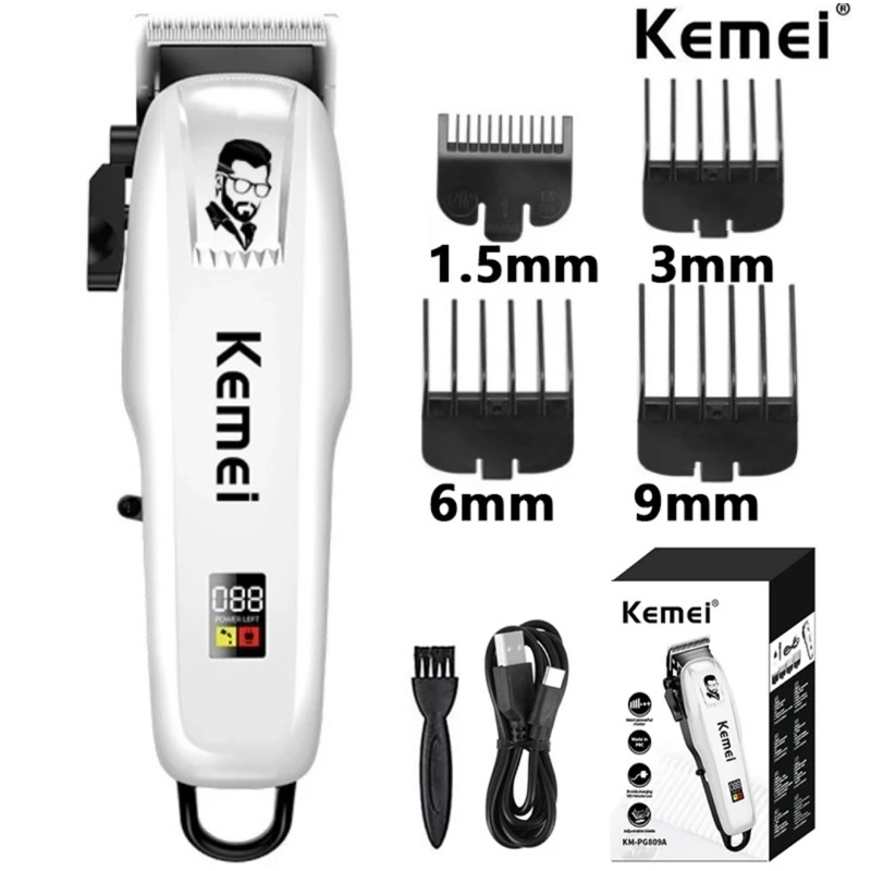 Kemei คนหล่อ PG-809A ของแท้ 100% ปัตตาเลี่ยนไร้สาย อัจฉริยะ ชาร์จได้ เสียงเงียบ ปัตตาเลี่ยนตัด Kemei